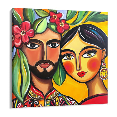 Quadro Stampa su Tela Colorful Love - CupidoDesign