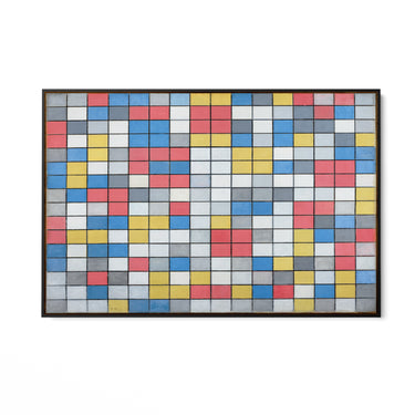 Quadro Stampa su Tela Composizione con griglia 9 Scacchiera con colori chiari, Piet Mondrian - CupidoDesign