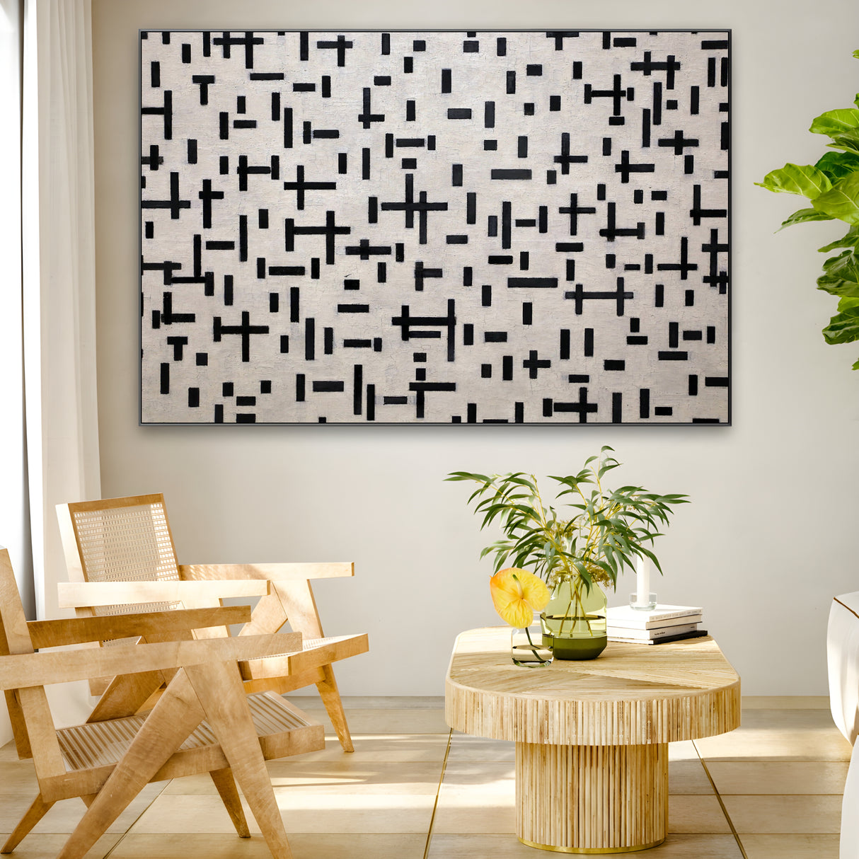 Quadro Stampa su Tela Composizione in Linea, Piet Mondrian - CupidoDesign