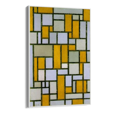 Quadro Stampa su Tela Composizione in grigio e ocra, Piet Mondrian - CupidoDesign