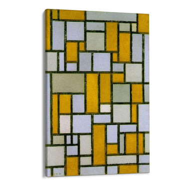 Quadro Stampa su Tela Composizione in grigio e ocra, Piet Mondrian - CupidoDesign