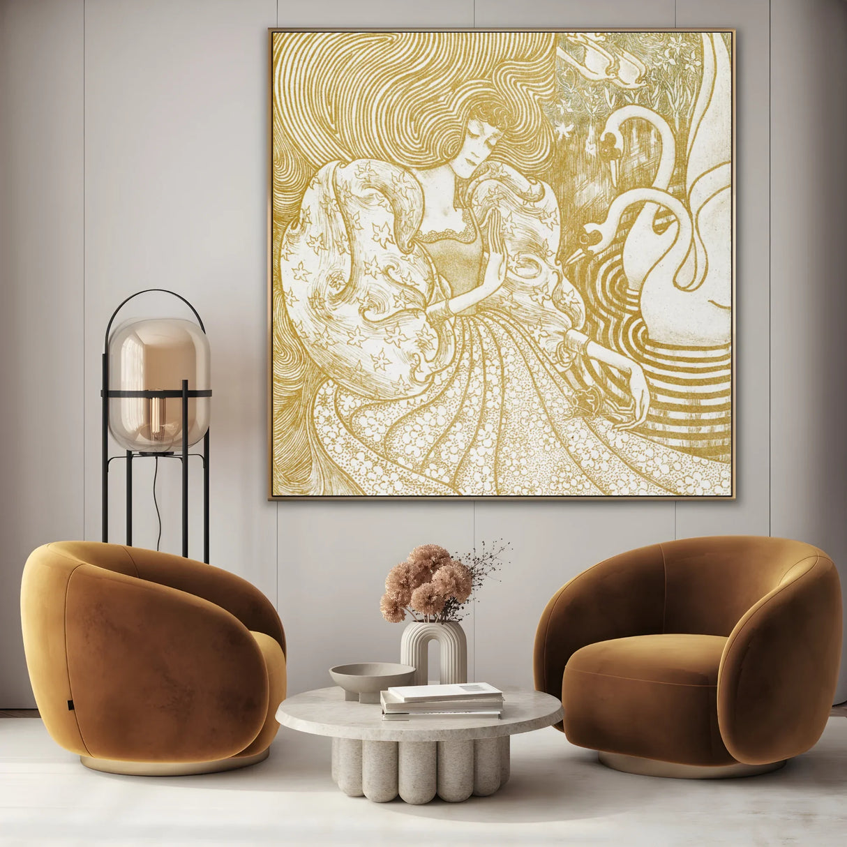 Quadro Stampa su Tela Donna con una farfalla in uno stagno con due cigni, Jan Toorop (1894) - CupidoDesign