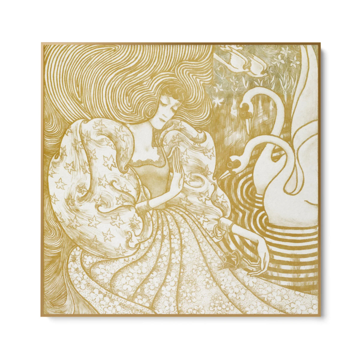 Quadro Stampa su Tela Donna con una farfalla in uno stagno con due cigni, Jan Toorop (1894) - CupidoDesign