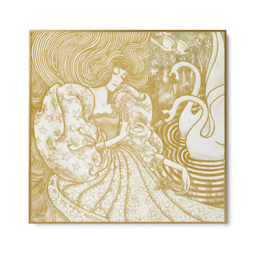Quadro Stampa su Tela Donna con una farfalla in uno stagno con due cigni, Jan Toorop (1894) - CupidoDesign