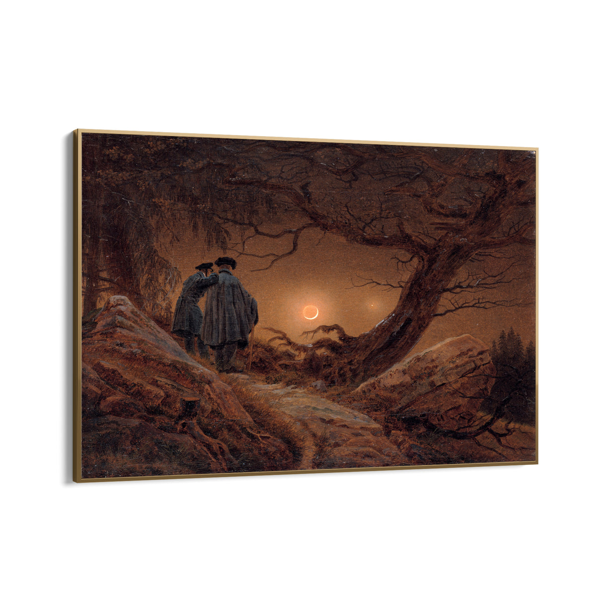 Quadro Stampa su Tela Due uomini contemplano la luna, Caspar David Friedrich - CupidoDesign