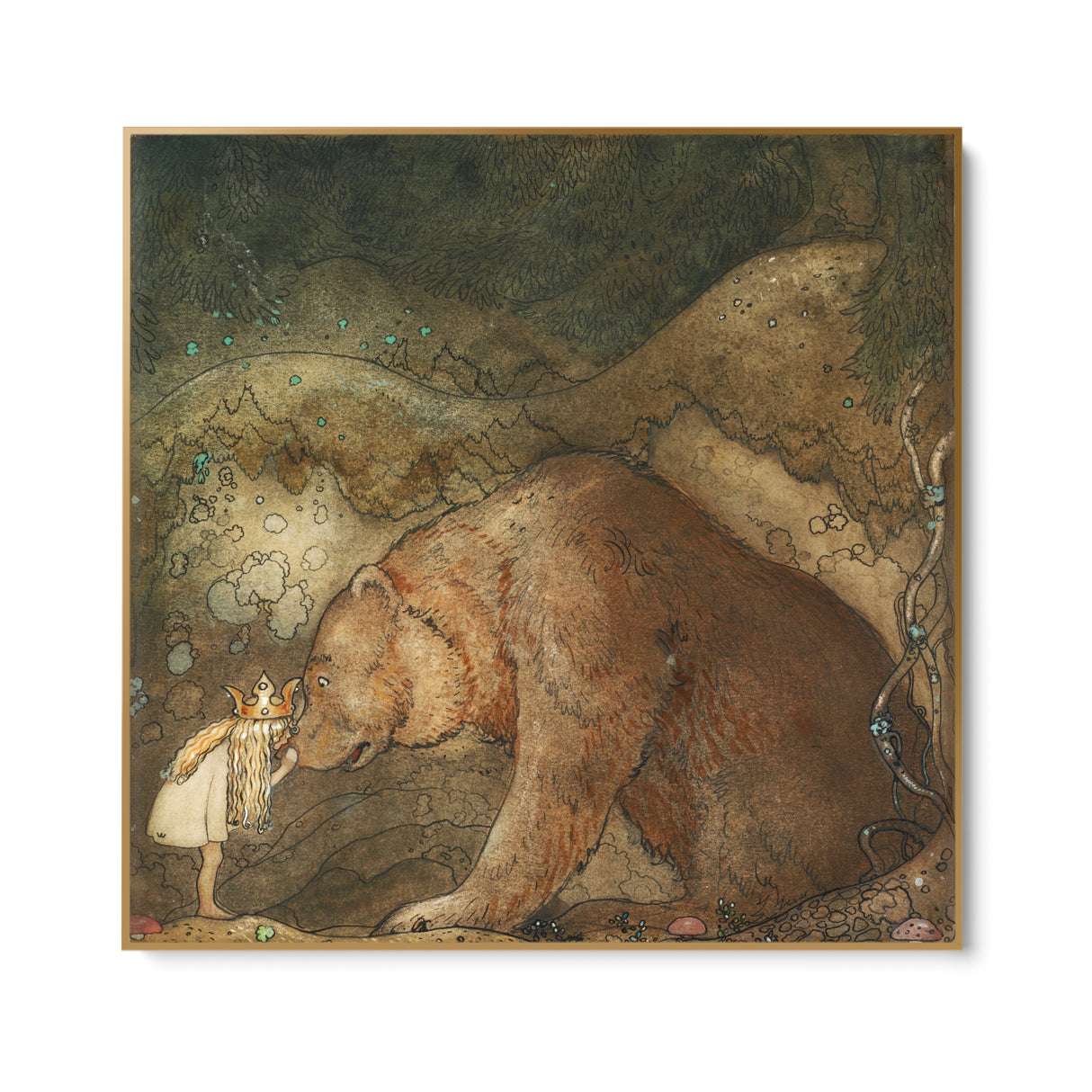 Quadro Stampa su Tela E baciò l'orso sul naso, John Bauer - CupidoDesign