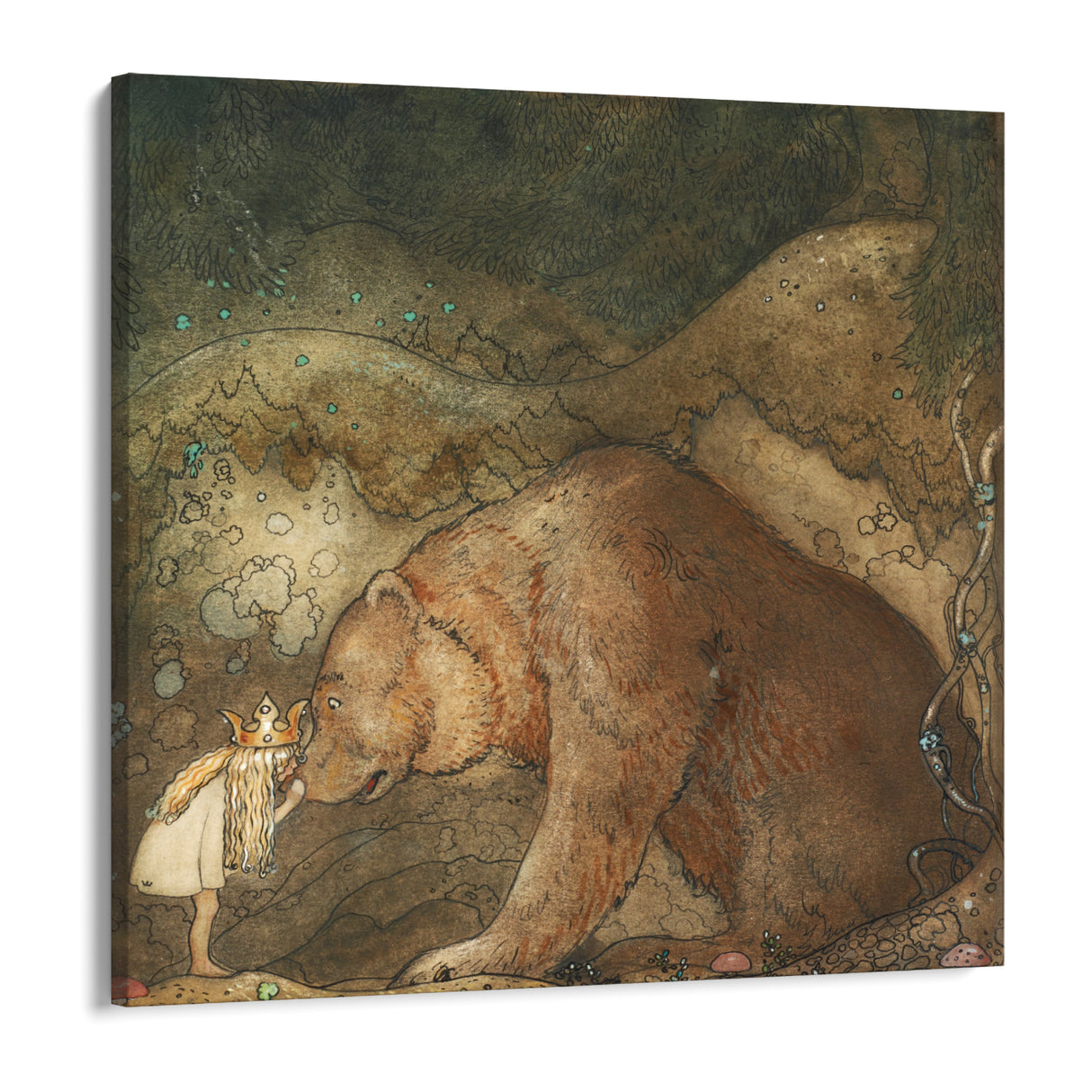 Quadro Stampa su Tela E baciò l'orso sul naso, John Bauer - CupidoDesign
