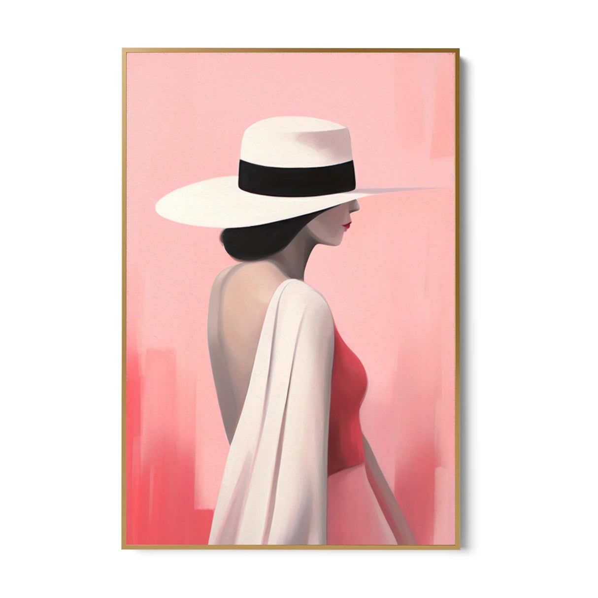 Quadro Stampa su Tela Eleganza Sotto il Cappello - CupidoDesign
