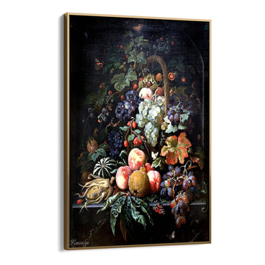 Quadro Stampa su Tela Farfalle con Frutta, Abraham Mignon - CupidoDesign
