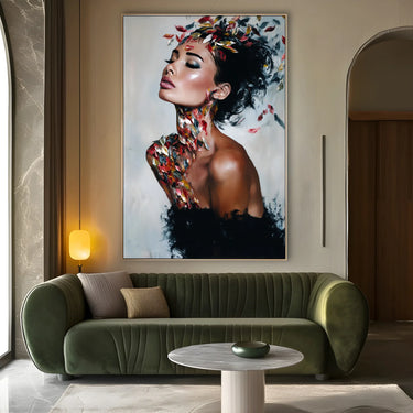 Quadro Stampa su Tela Figura Piumata - CupidoDesign