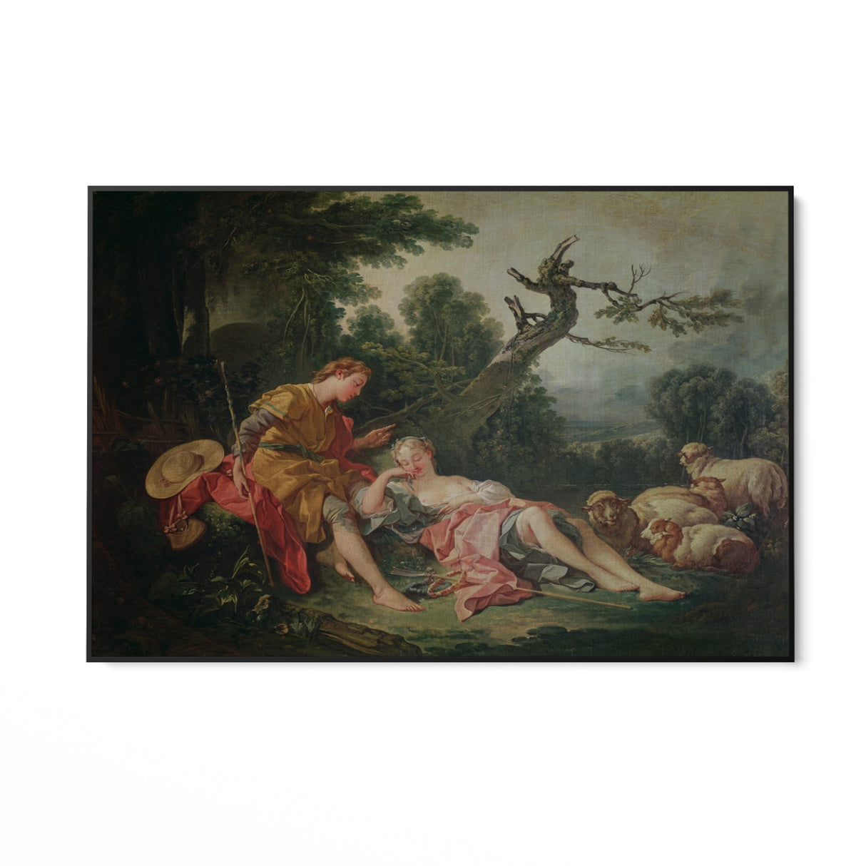 Quadro Stampa su Tela La pastorella addormentata, François Boucher - CupidoDesign