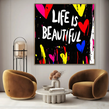 Quadro Stampa su Tela Life is Beautiful - CupidoDesign