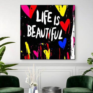 Quadro Stampa su Tela Life is Beautiful - CupidoDesign