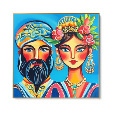 Quadro Stampa su Tela Lui & Lei in Blu - CupidoDesign