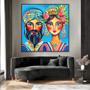 Quadro Stampa su Tela Lui & Lei in Blu - CupidoDesign