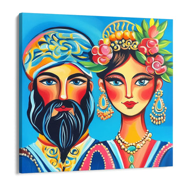 Quadro Stampa su Tela Lui & Lei in Blu - CupidoDesign