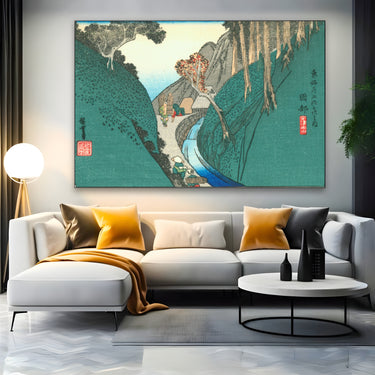 Quadro Stampa su Tela Okabe, Le cinquantatré stazioni del Tōkaidō, Utagawa Hiroshige - CupidoDesign