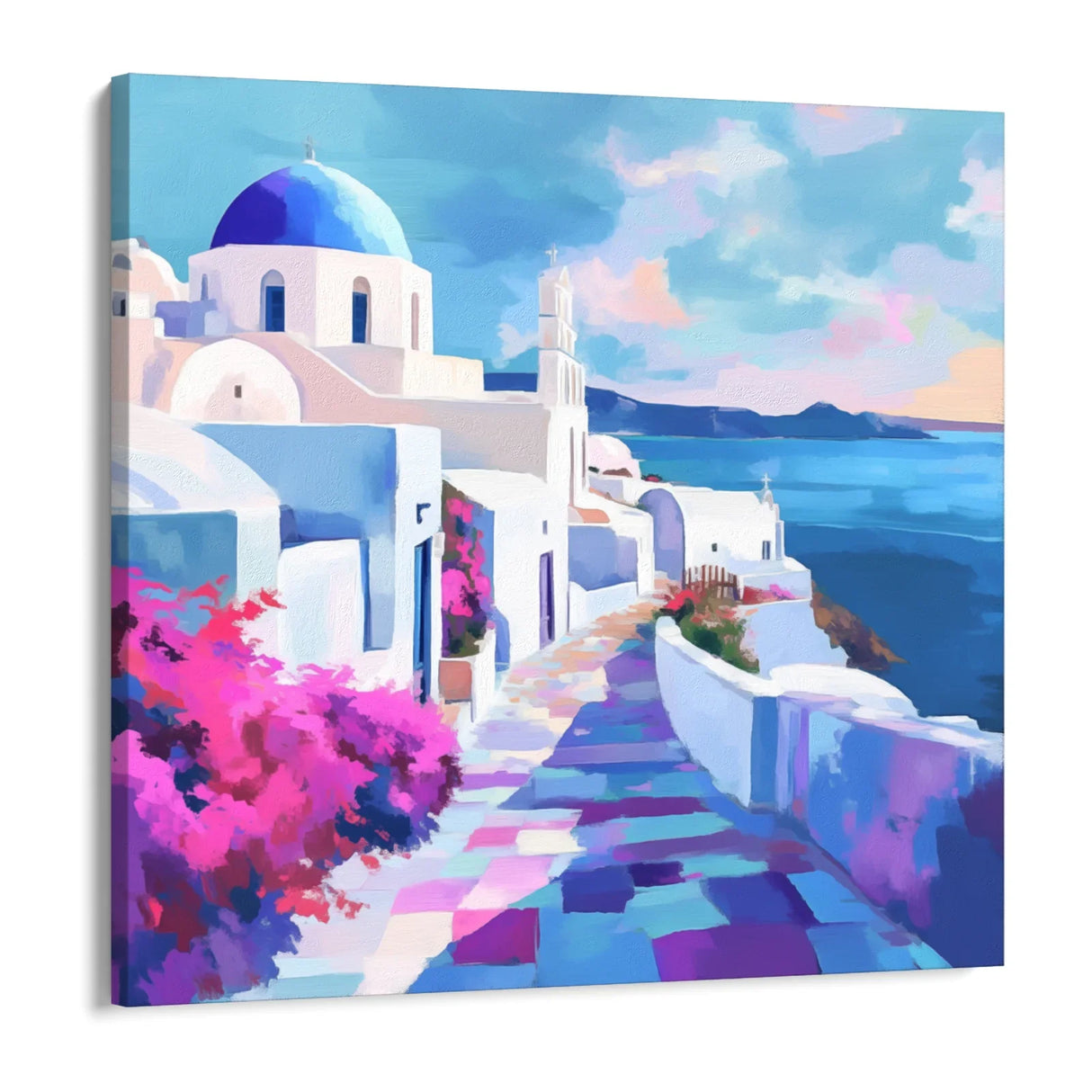 Quadro Stampa su Tela Santorini Luminosa - CupidoDesign