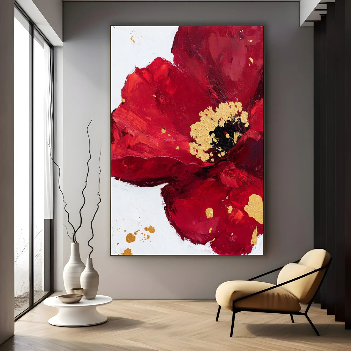 Quadro Stampa su Tela Scoppio Rosso - CupidoDesign