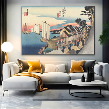 Quadro Stampa su Tela Shinagawa, Le cinquantatré stazioni del Tōkaidō, Utagawa Hiroshige - CupidoDesign