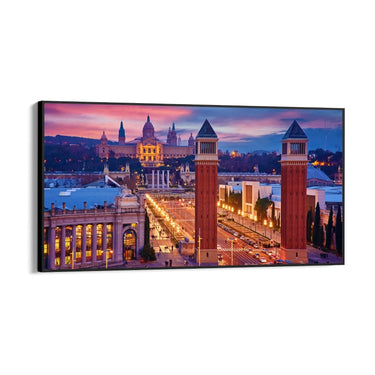 Quadro Stampa su Tela Barcellona di Notte, Spagna - CupidoDesign