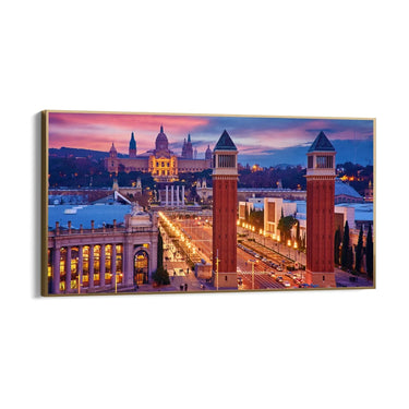 Quadro Stampa su Tela Barcellona di Notte, Spagna - CupidoDesign