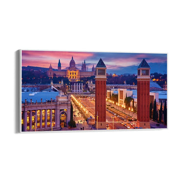Quadro Stampa su Tela Barcellona di Notte, Spagna - CupidoDesign