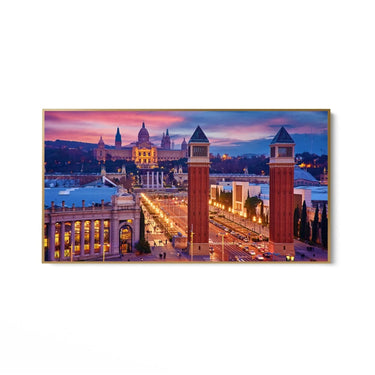 Quadro Stampa su Tela Barcellona di Notte, Spagna - CupidoDesign
