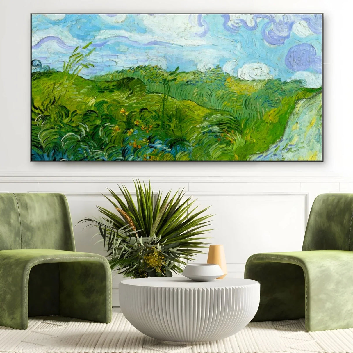 Quadro Stampa su Tela Campi di grano verde, Vincent Van Gogh - CupidoDesign