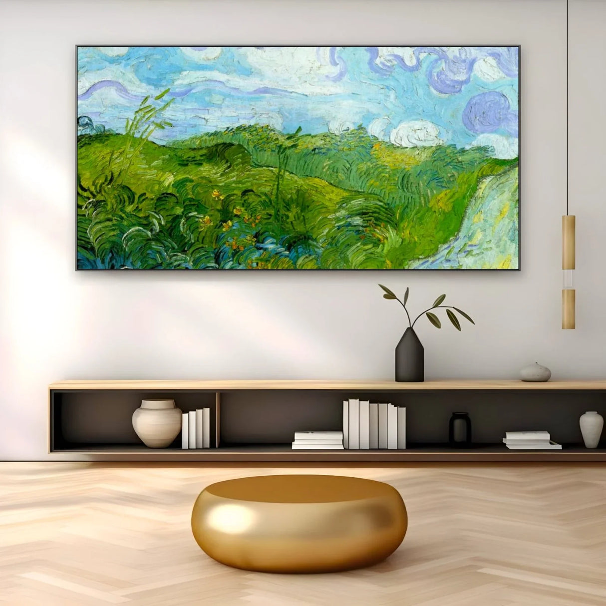 Quadro Stampa su Tela Campi di grano verde, Vincent Van Gogh - CupidoDesign