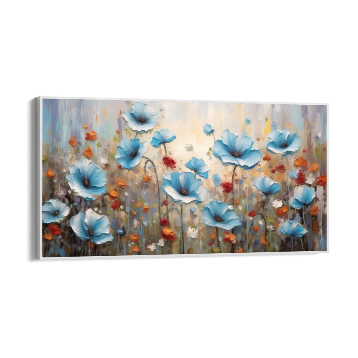 Quadro Stampa su Tela Campo dei papaveri azzurri - CupidoDesign