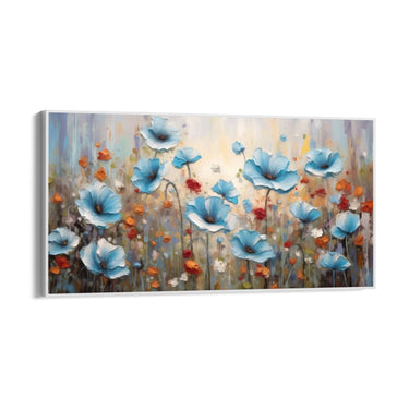 Quadro Stampa su Tela Campo dei papaveri azzurri - CupidoDesign