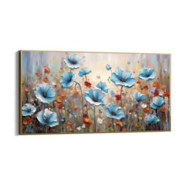 Quadro Stampa su Tela Campo dei papaveri azzurri - CupidoDesign