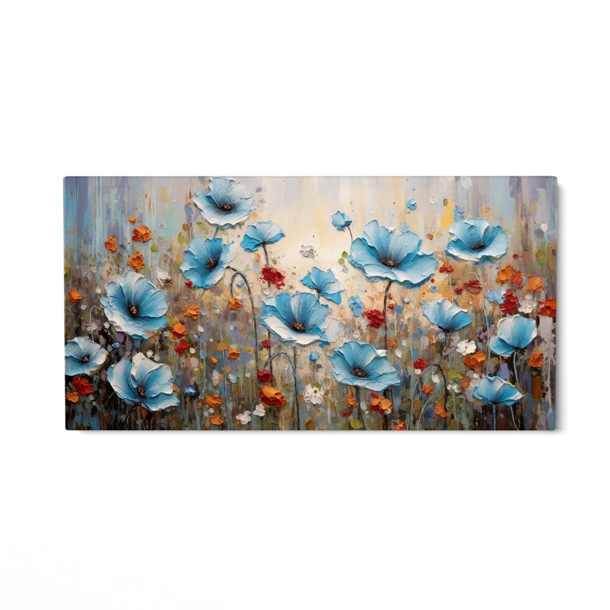 Quadro Stampa su Tela Campo dei papaveri azzurri - CupidoDesign