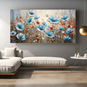 Quadro Stampa su Tela Campo dei papaveri azzurri - CupidoDesign