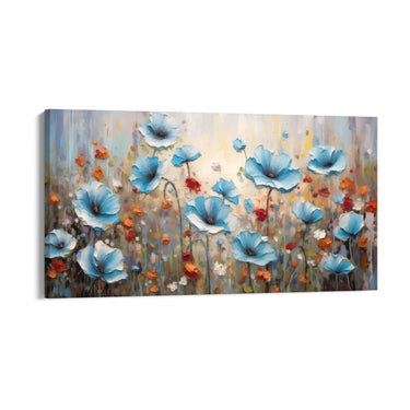 Quadro Stampa su Tela Campo dei papaveri azzurri - CupidoDesign