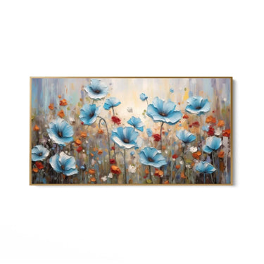 Quadro Stampa su Tela Campo dei papaveri azzurri - CupidoDesign