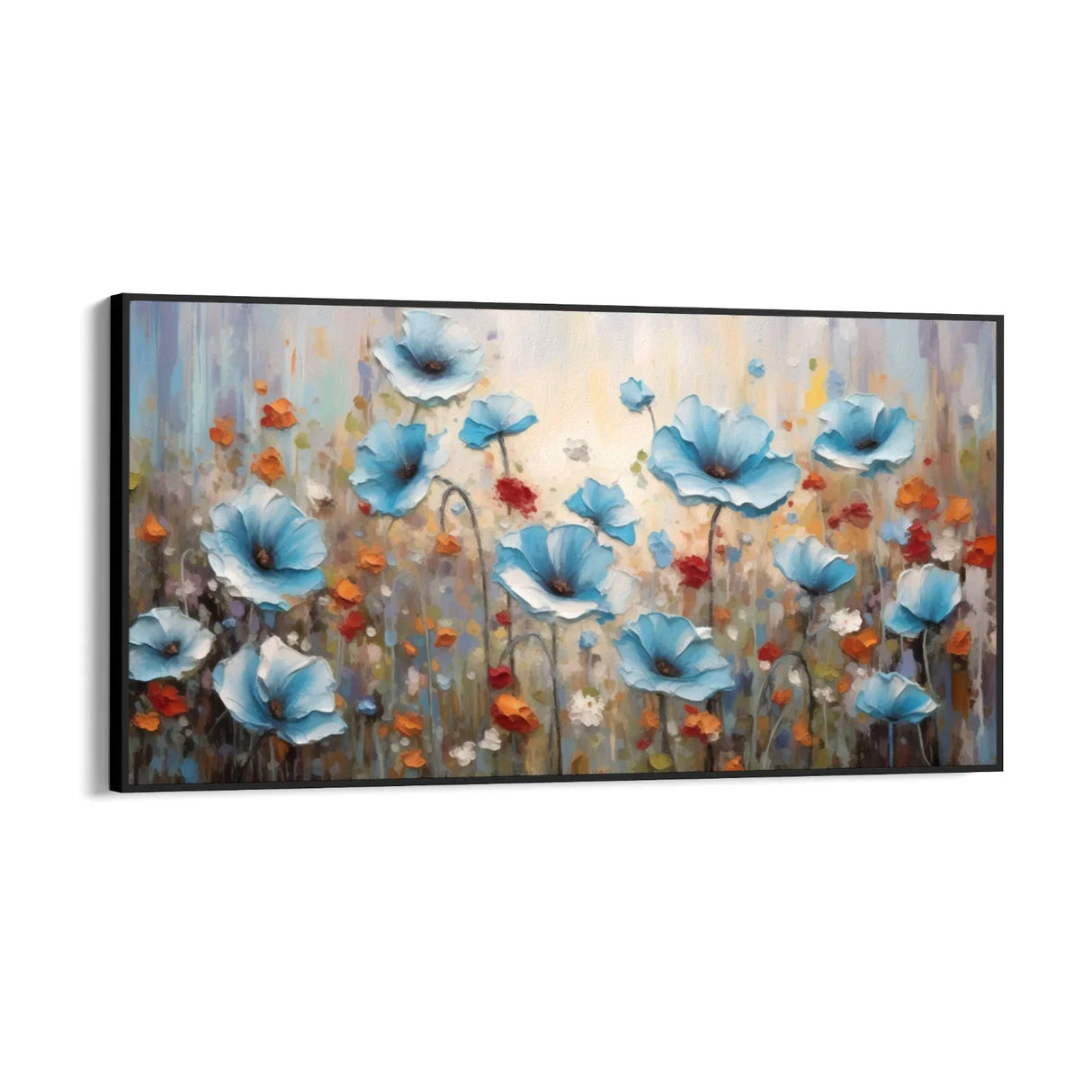 Quadro Stampa su Tela Campo dei papaveri azzurri - CupidoDesign