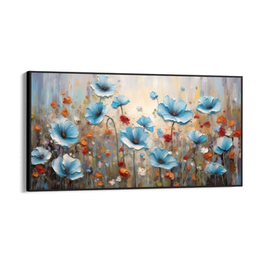 Quadro Stampa su Tela Campo dei papaveri azzurri - CupidoDesign