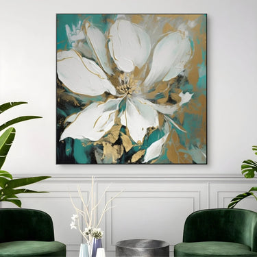 Quadro Stampa su Tela Dama di Fiori Bianchi - CupidoDesign