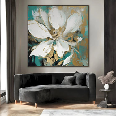 Quadro Stampa su Tela Dama di Fiori Bianchi - CupidoDesign