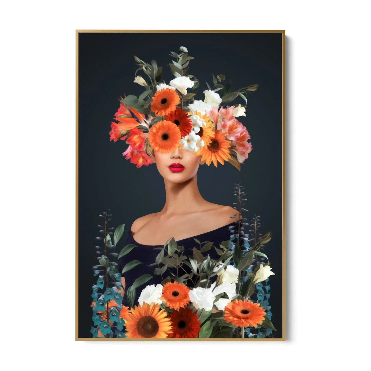 Quadro Stampa su Tela Donna Fiorita - CupidoDesign
