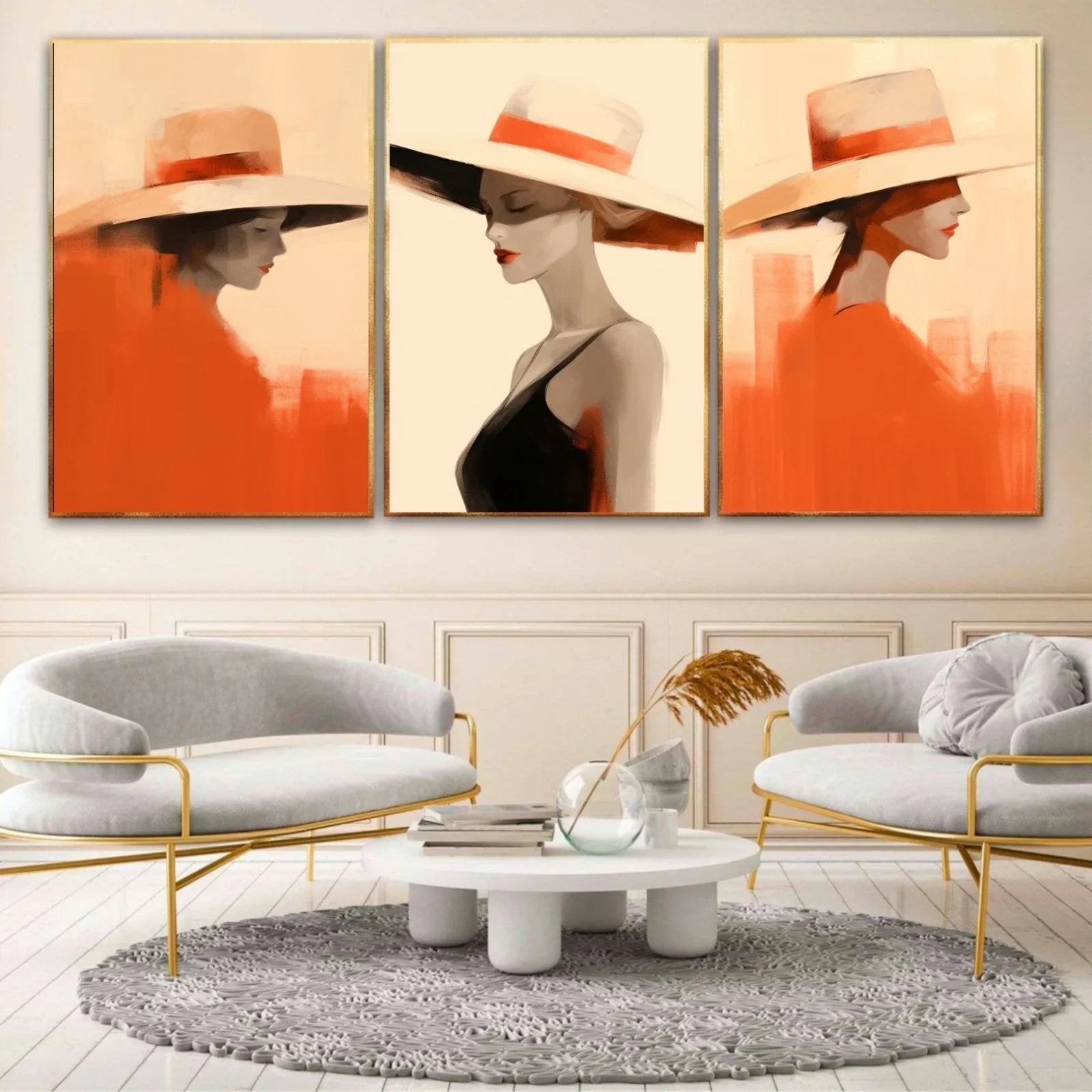 Framework Print on canvas Female Art, Brown, Orange, Yellow