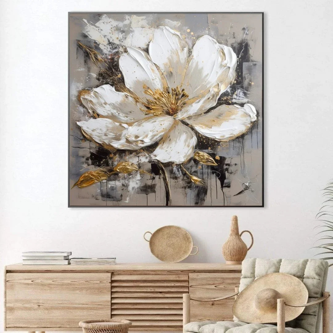 Quadro Stampa su Tela Fiore Dorato - CupidoDesign