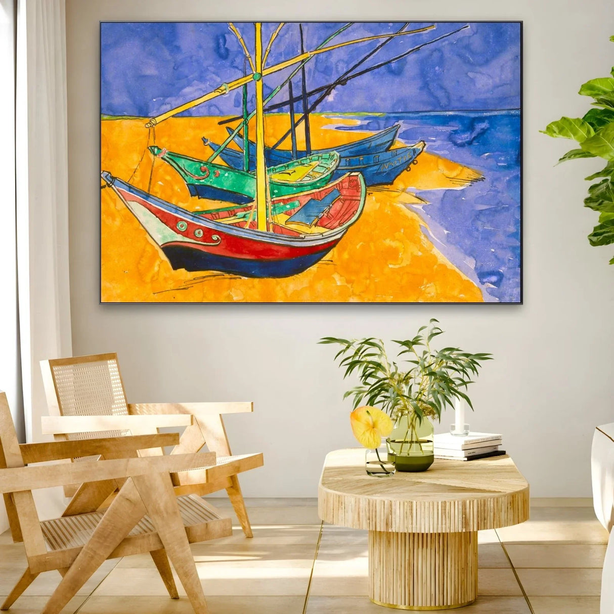 Quadro Stampa su Tela Fishing Boats on the Beach I, Vincent Van Gogh - CupidoDesign