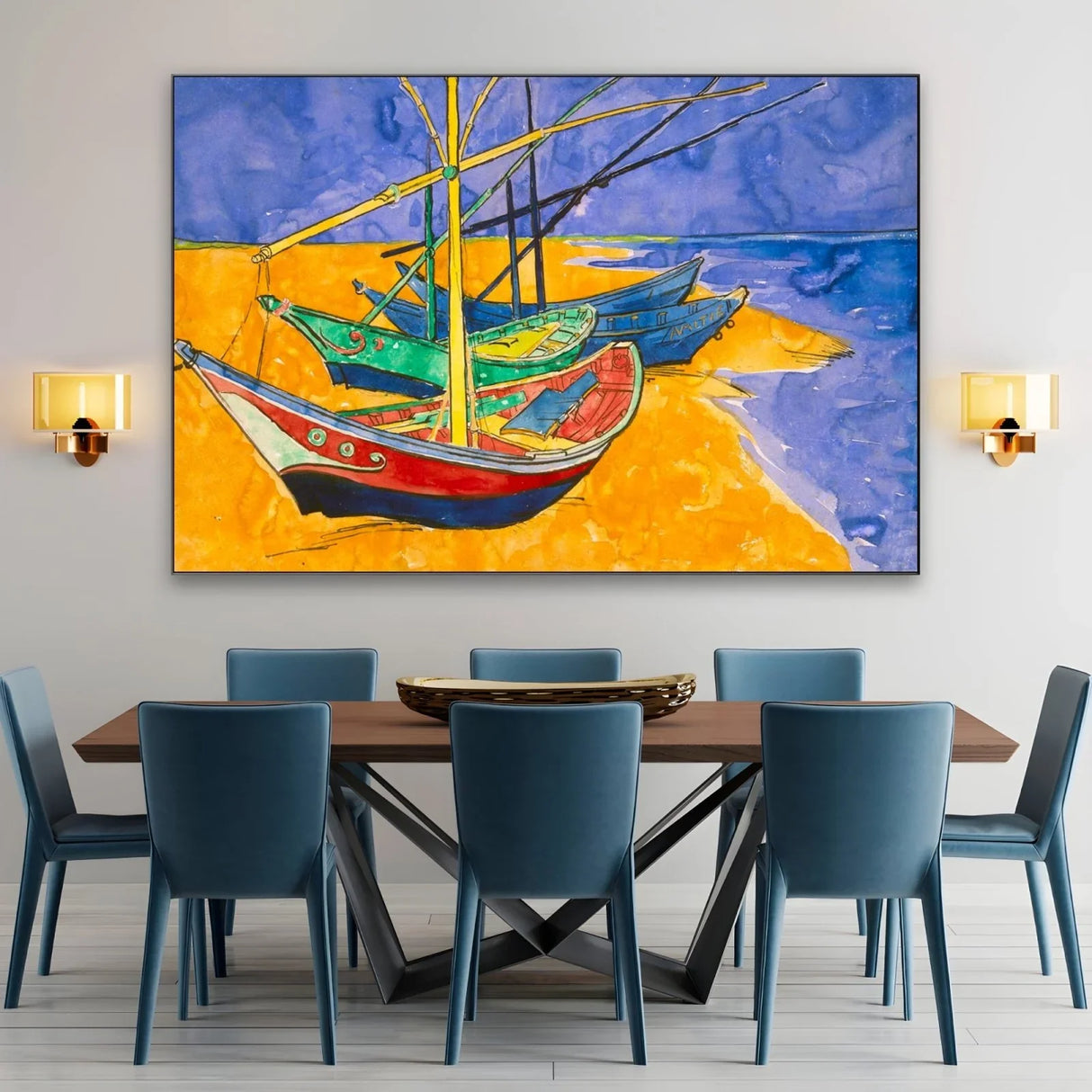 Quadro Stampa su Tela Fishing Boats on the Beach I, Vincent Van Gogh - CupidoDesign
