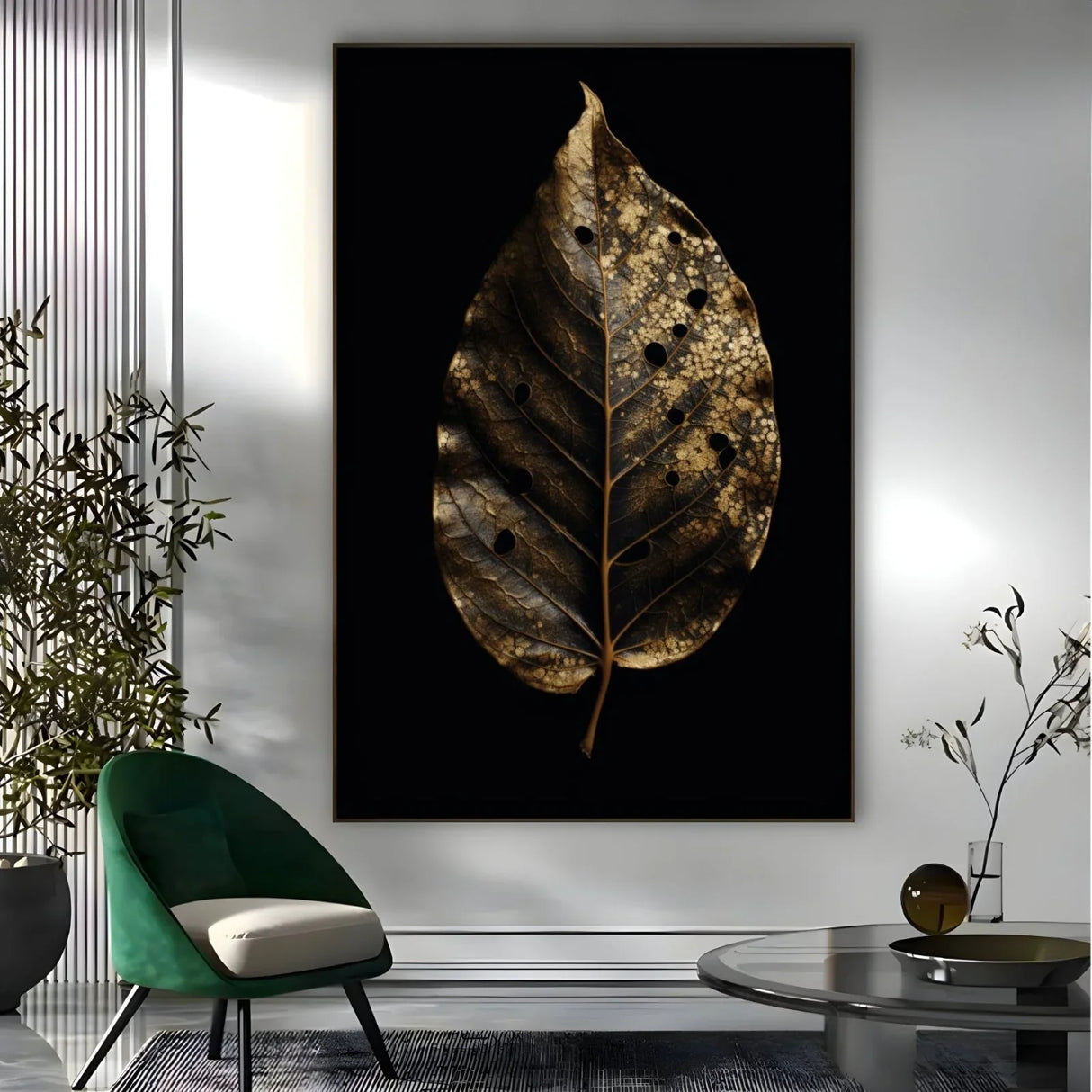 Quadro Stampa su Tela Foglia Gold - CupidoDesign