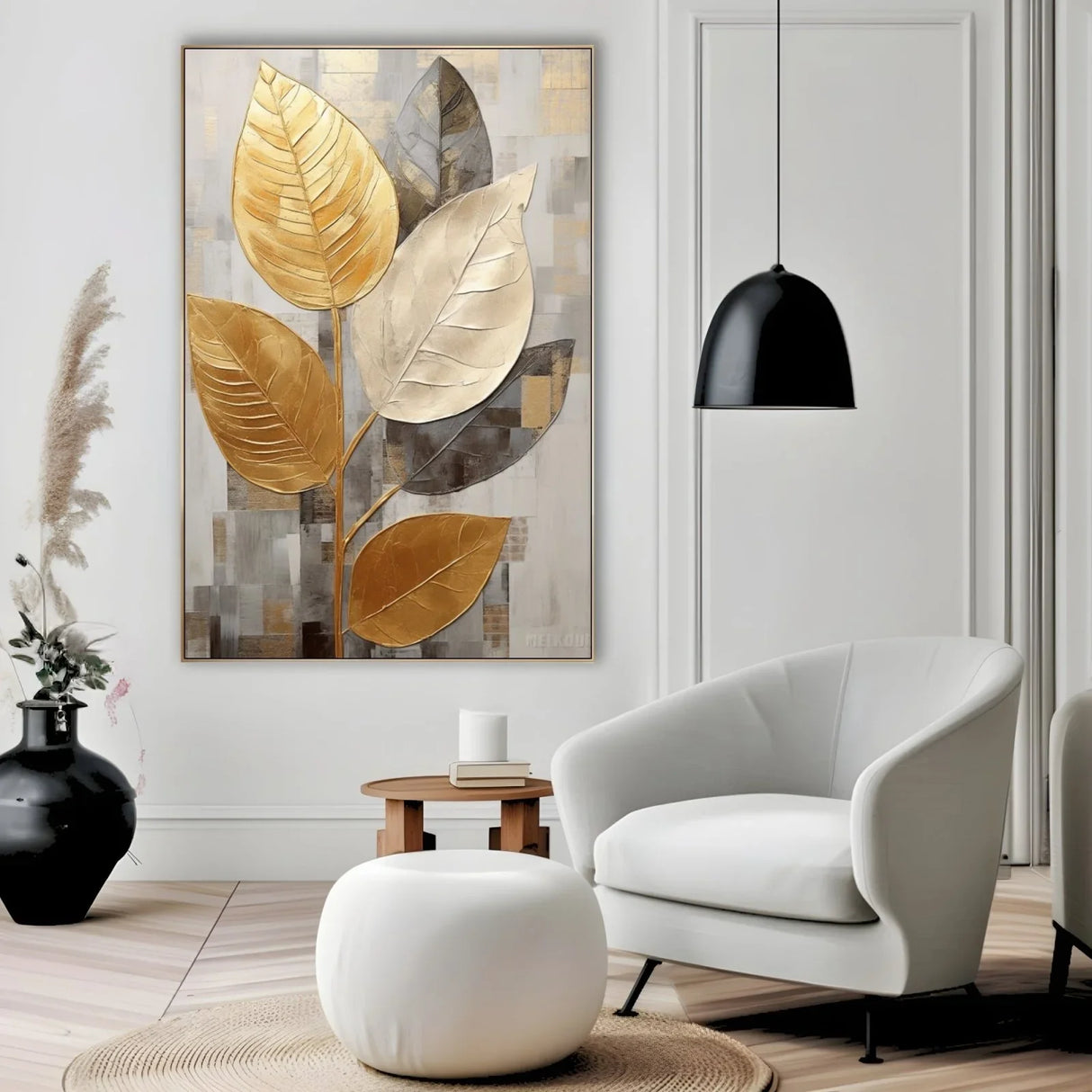 Quadro Stampa su Tela Foglie dorate - CupidoDesign