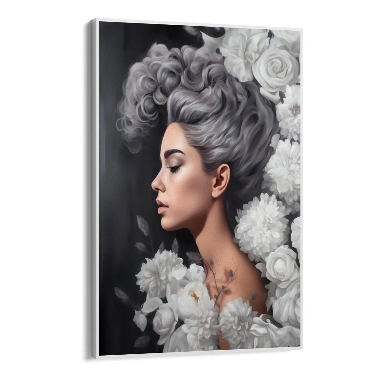 Quadro Stampa su Tela Grigio Floreale - CupidoDesign