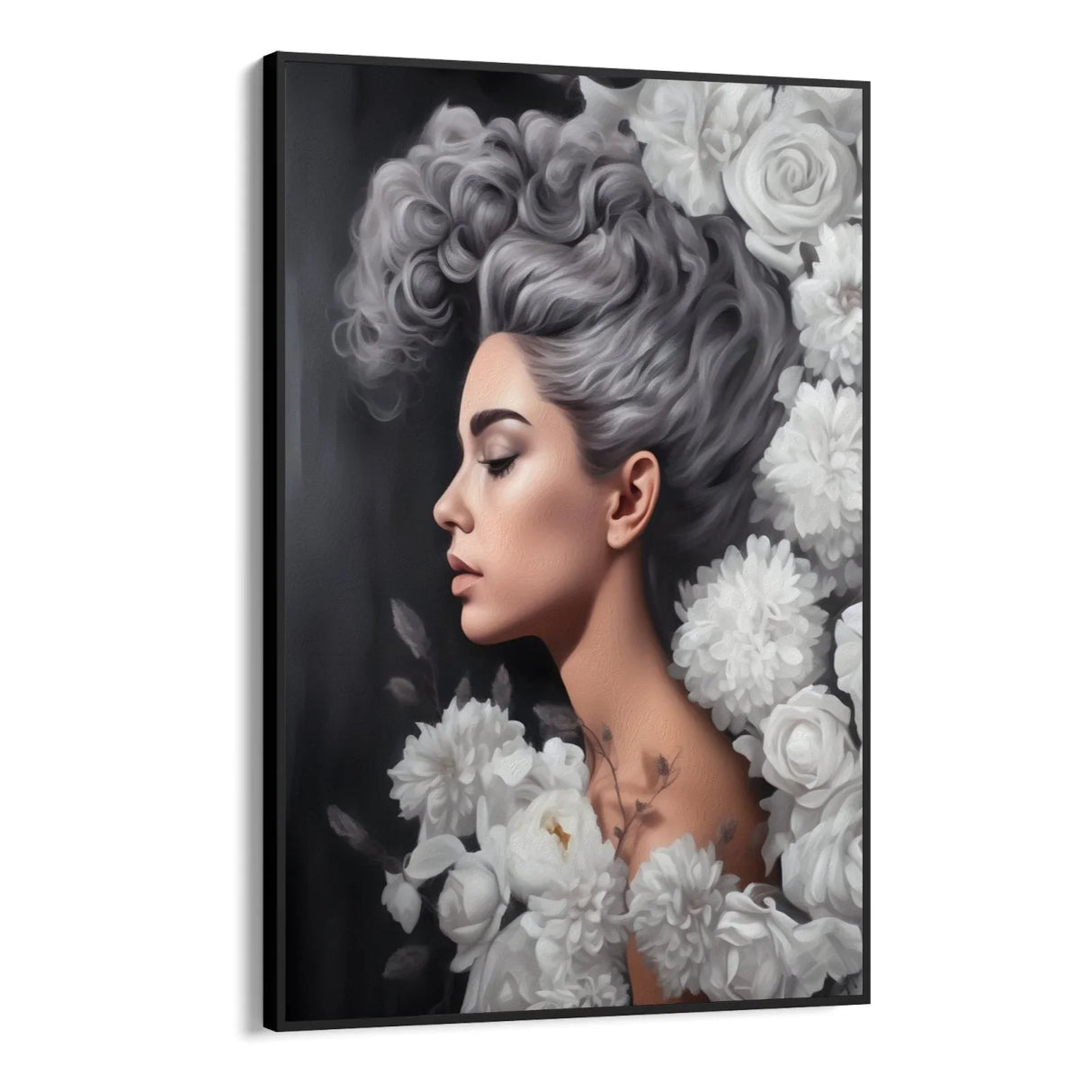 Quadro Stampa su Tela Grigio Floreale - CupidoDesign